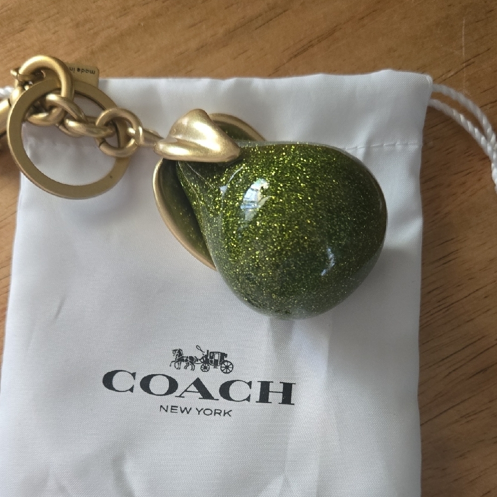 Coach Green and Gold Pear Bag Charm